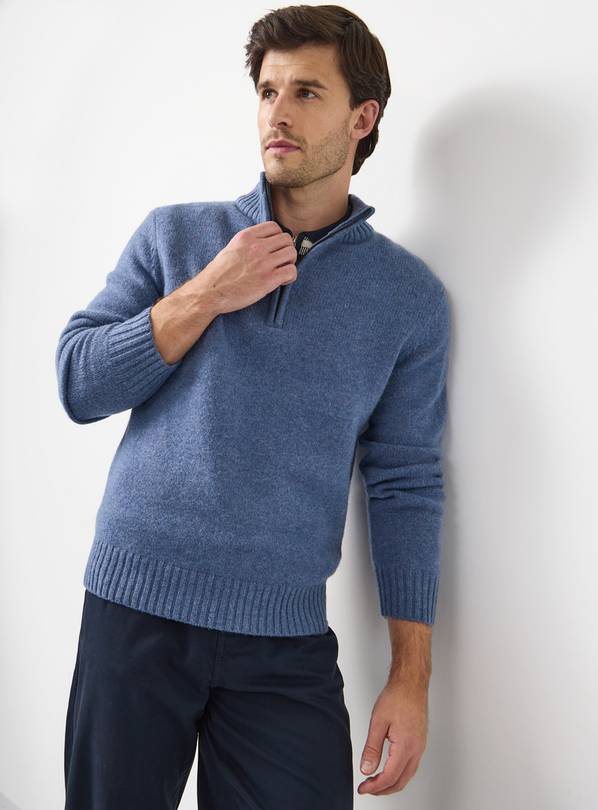Light Blue Lambs Wool Half Zip Jumper XXXXL